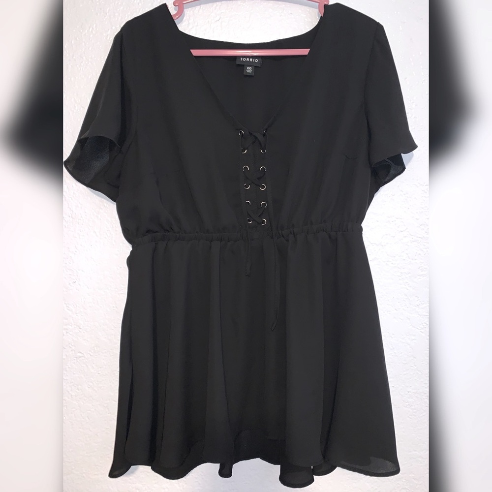 torrid lace-up georgette baby doll top size 00